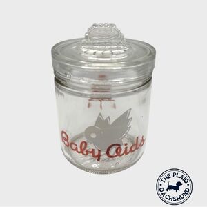 Vintage Clear Glass Baby Aids Jar with Lid